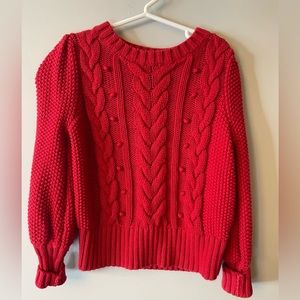 Red cable knit girls sweater made by Gap